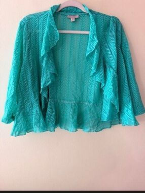 Dressbarn - Women's Aqua/Mint Green Open Front Shrug/Bolero. Size 16